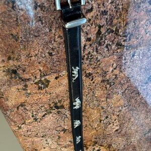 Black Leather Belt with Silver African Animal Accents